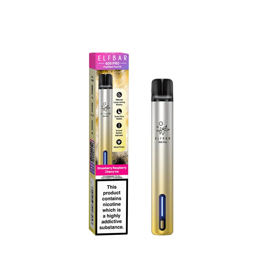 Strawberry raspberry Cherry Ice Elf Bar 600 Pro Prefilled Pod Kit