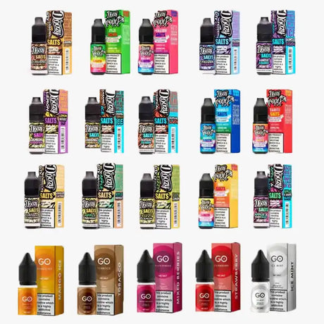 Nic salt e-liquid bottles for pod systems and MTL vaping