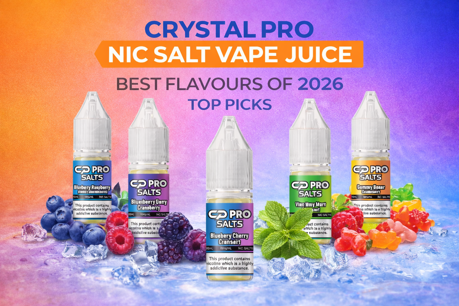 Crystal Pro nic salt vape juice flavours available at Vape Coil UK