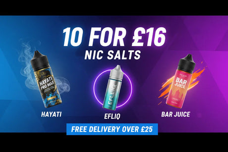 10 for £16 Nic Salt Deals UK (2025 Mega Guide): Cheapest Vape Juice, Best Nic Salt Flavours & Top Brands – Bar Juice 5000, Elf Bar ELFLIQ, Lost Mary Maryliq, Hayati Pro Max | Vape Coil UK