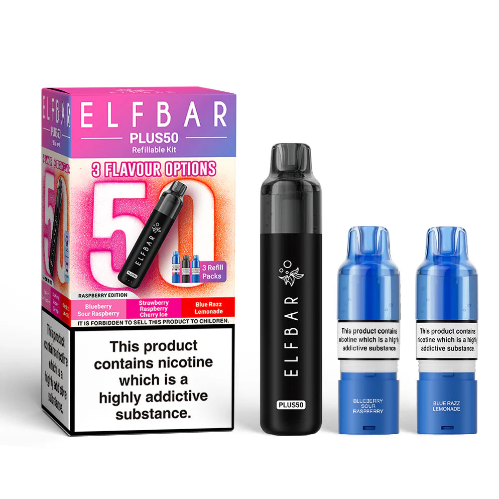 Raspberry edition Elf Bar Plus 50 Prefilled Pod Kit - Vape Coil