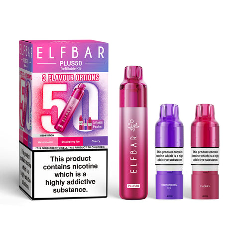 Red edition Elf Bar Plus 50 Prefilled Pod Kit - Vape Coil